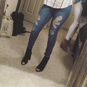 Fashion nova high waisted distressed skinny jeans